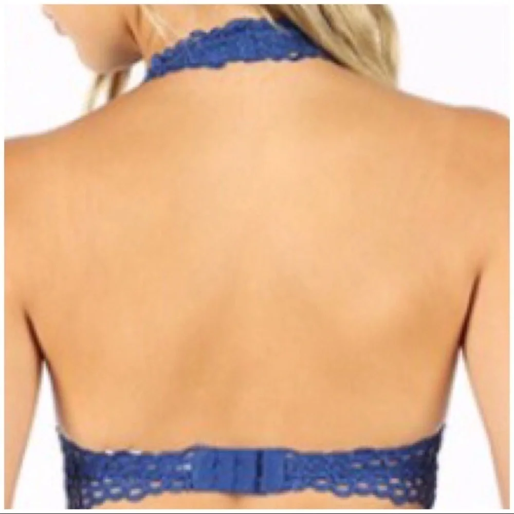 🎀PLUS Lace Halter Bralette Stretch Lined Blk 0119